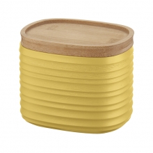 Емкость для хранения с бамбуковой крышкой Guzzini Tierra, 500 мл, желтая