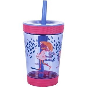 Детский стакан с соломинкой Spill proof tumbler Wink raining cats & dogs, 0.42 л